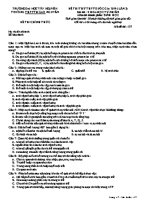 Đề thi thử THPT Quốc gia môn Sinh học lần 3 - Mã đề 137 - Trường THPT TH Cao Nguyên (Có đáp án)